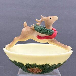 Vintage Christmas Reindeer Bowl Holiday Decor Centerpiece Farmhouse Rustic‎
